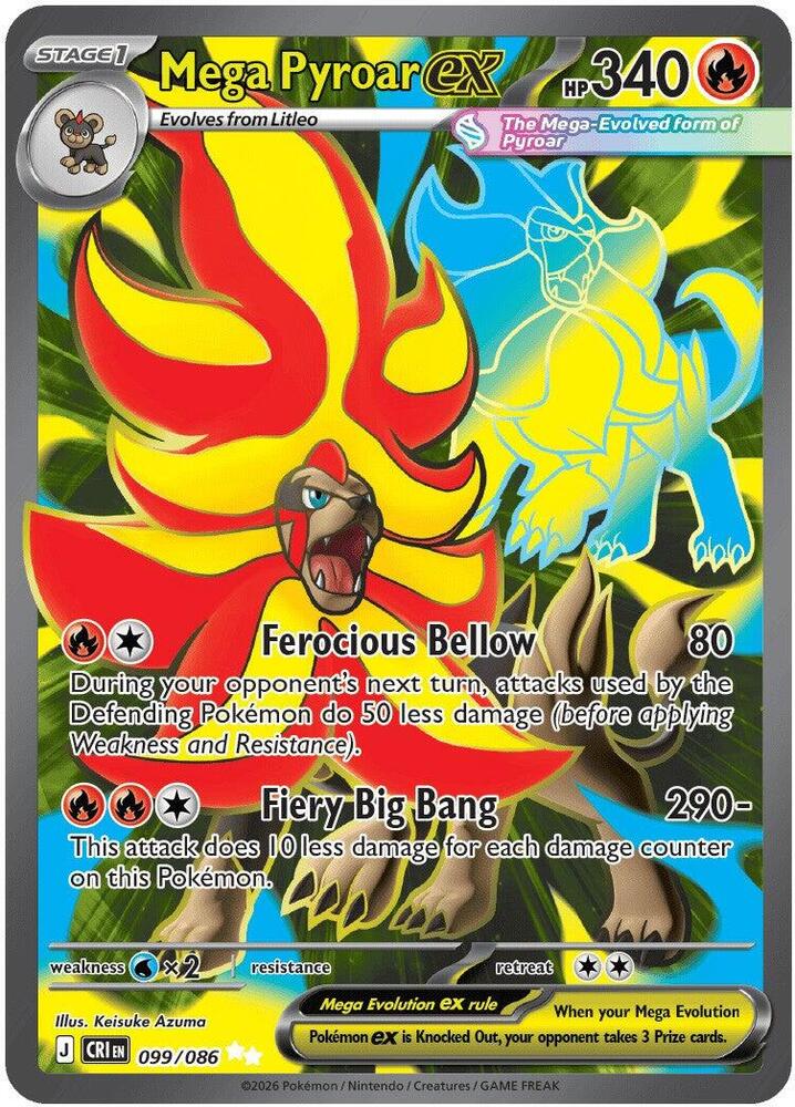 Mega Pyroar ex 099/086 (ME04: Chaos Rising)  - Holofoil | Good Games Cannington