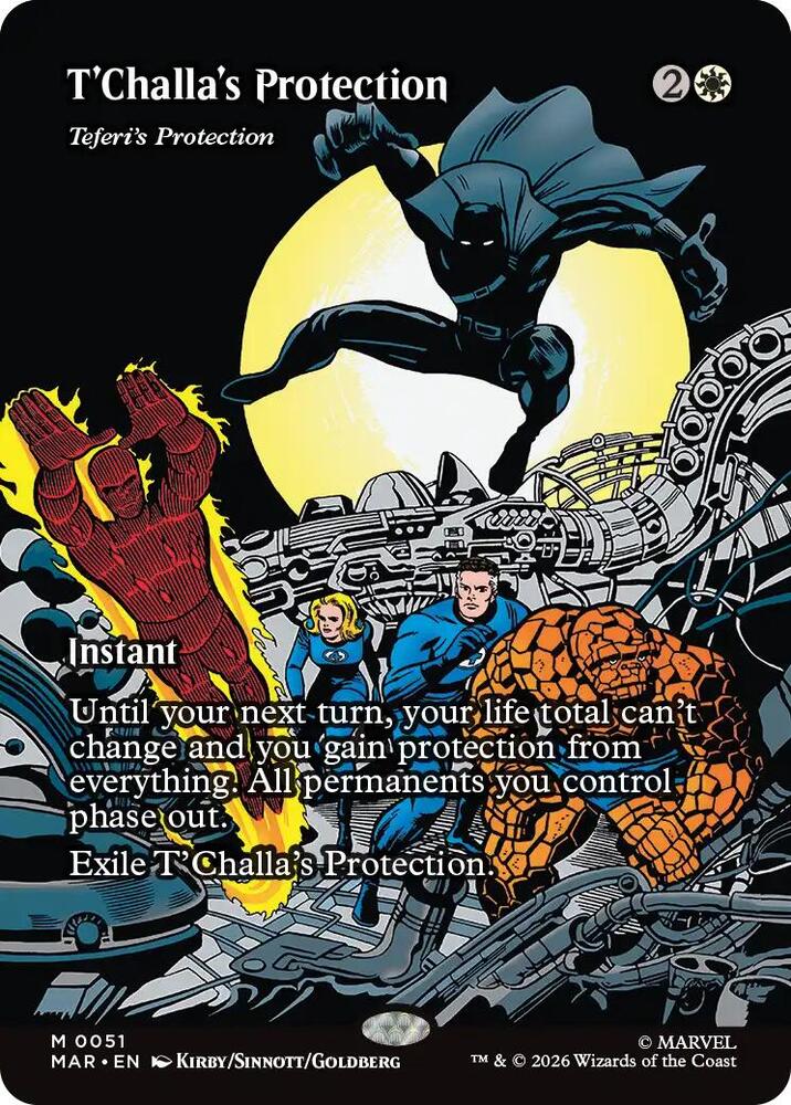 T'Challa's Protection // Teferi's Protection {DUPE} 51 (Marvel Universe Eternal-Legal)  - Borderless Foil | Good Games Cannington