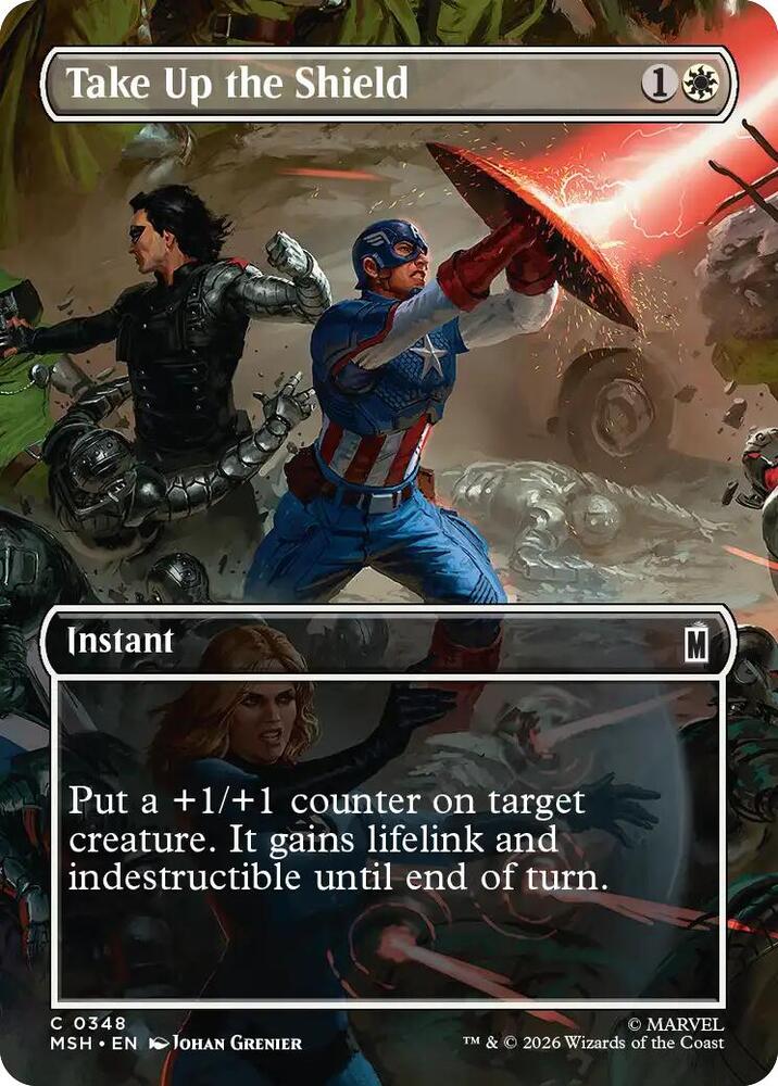 Take Up the Shield 348 (Marvel Super Heroes)  - Borderless Foil | Good Games Cannington