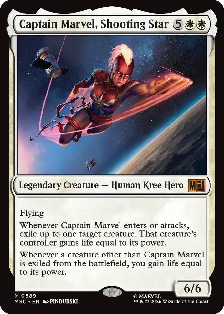 Captain Marvel Shooting Star 589 (Commander: Marvel Super Heroes)  - Foil | Good Games Cannington