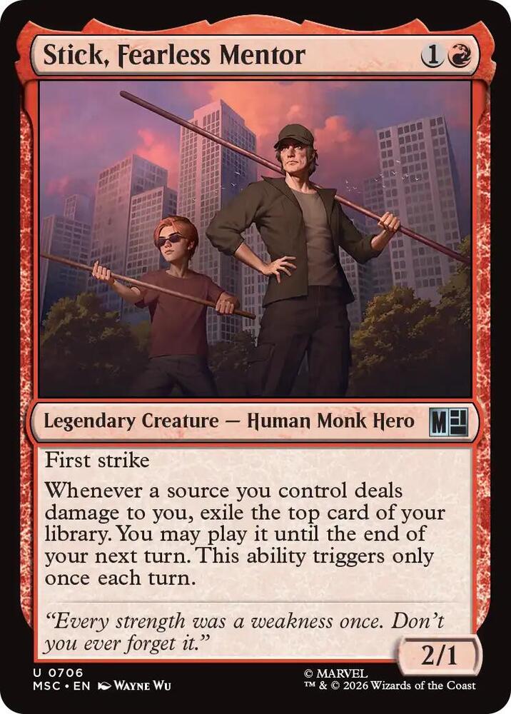 Stick Fearless Mentor 706 (Commander: Marvel Super Heroes)  - Foil | Good Games Cannington