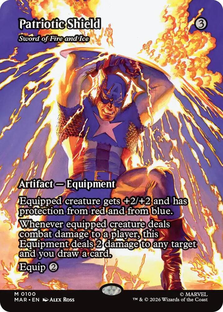 Patriotic Shield // Sword of Fire and Ice 100 (Marvel Universe Eternal-Legal)  - Borderless | Good Games Cannington