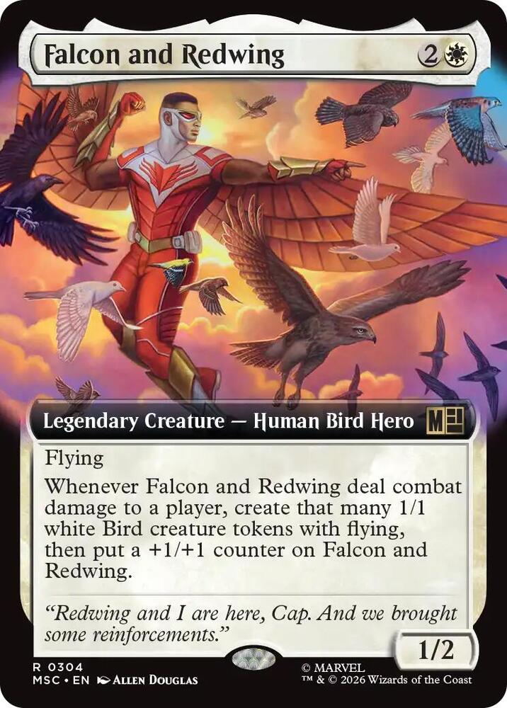 Falcon and Redwing Extended Art 304 (Commander: Marvel Super Heroes)  - Extended Art | Good Games Cannington