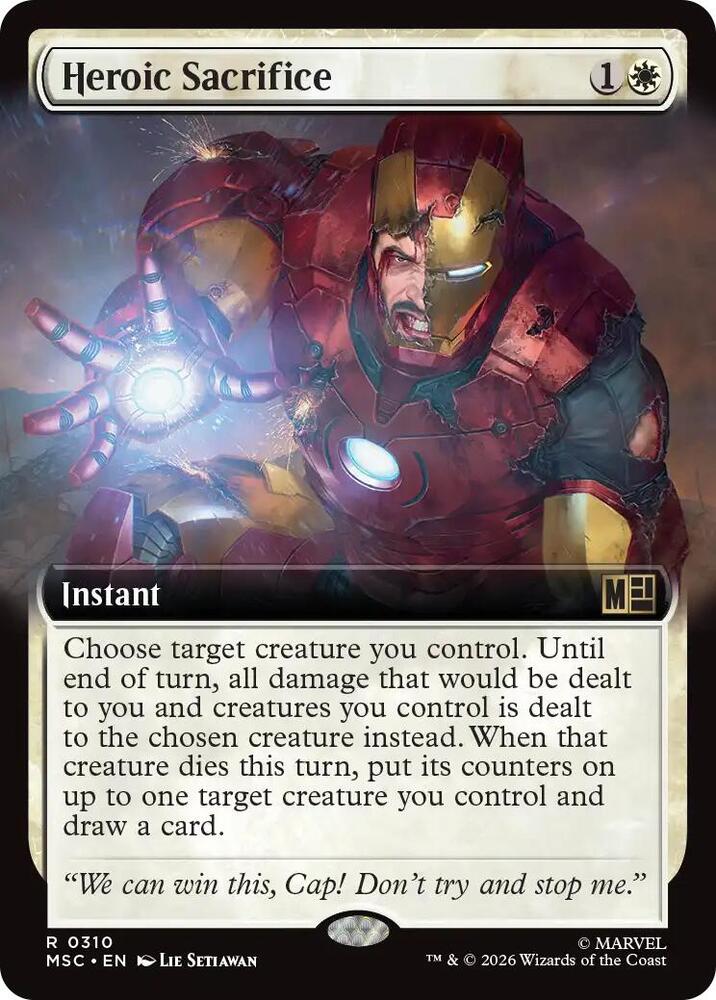 Heroic Sacrifice Extended Art 310 (Commander: Marvel Super Heroes)  - Extended Art | Good Games Cannington
