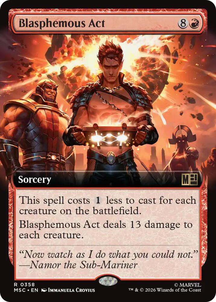 Blasphemous Act Extended Art 358 (Commander: Marvel Super Heroes)  - Extended Art | Good Games Cannington