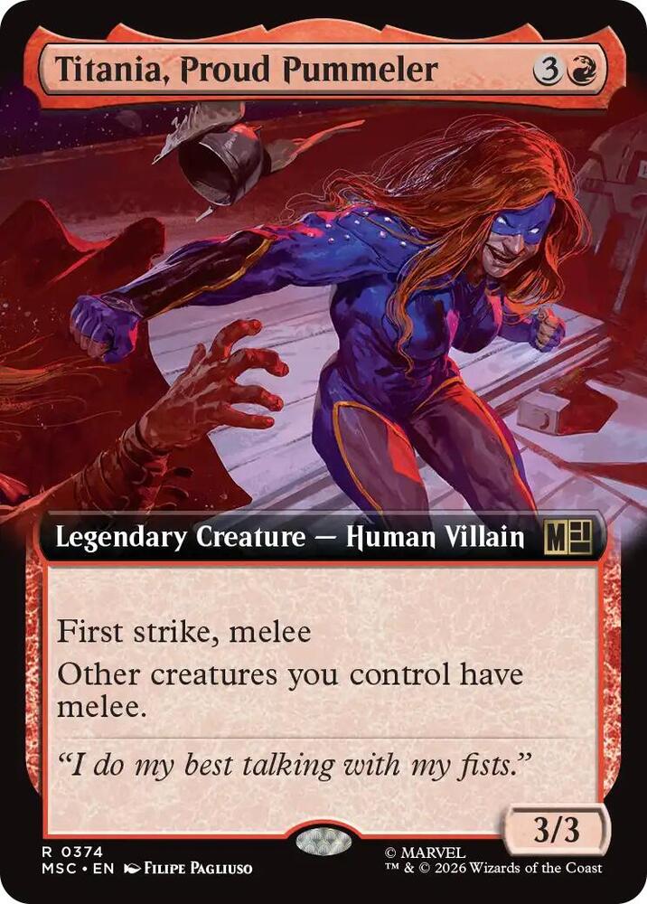 Titania Proud Pummeler Extended Art 374 (Commander: Marvel Super Heroes)  - Extended Art | Good Games Cannington
