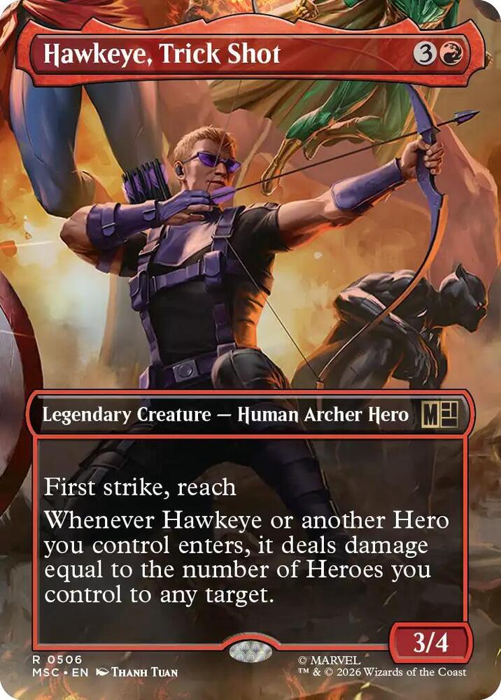 Hawkeye, Trick Shot 506 (Commander: Marvel Super Heroes)  - Borderless | Good Games Cannington
