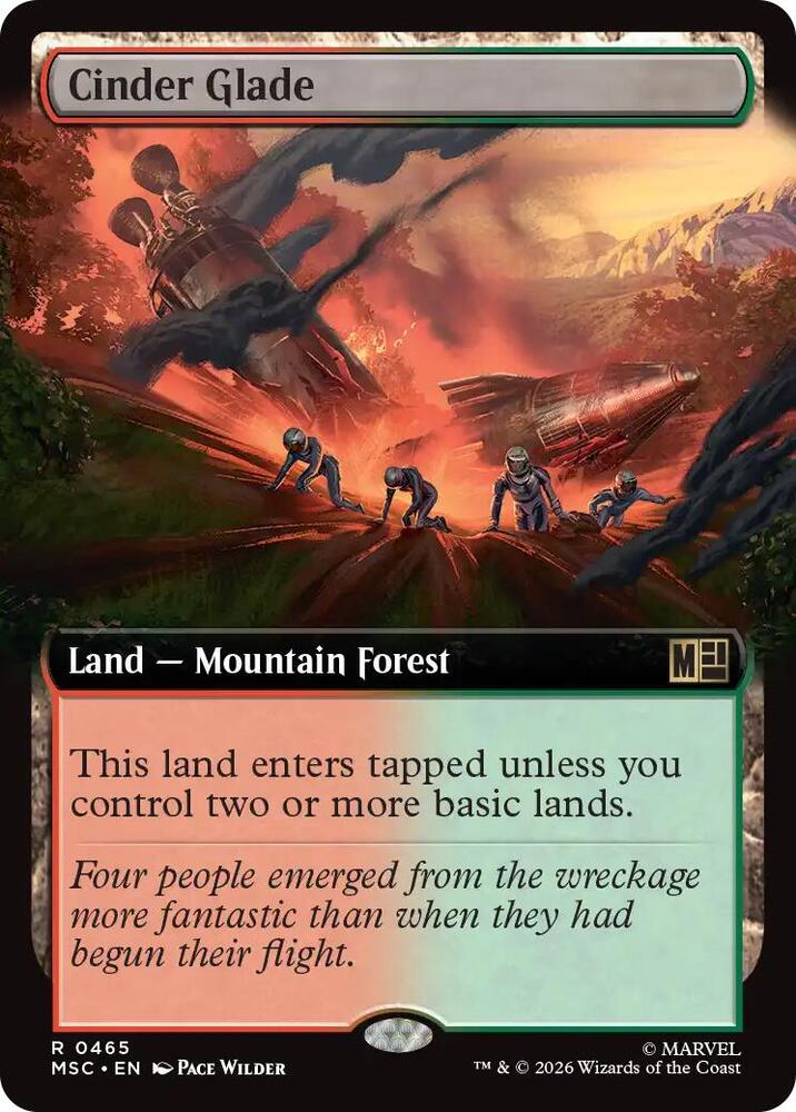 Cinder Glade Extended Art 465 (Commander: Marvel Super Heroes)  - Extended Art | Good Games Cannington