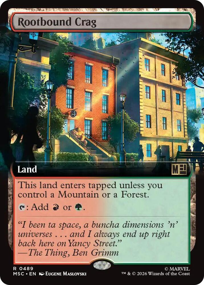 Rootbound Crag Extended Art 489 (Commander: Marvel Super Heroes)  - Extended Art | Good Games Cannington