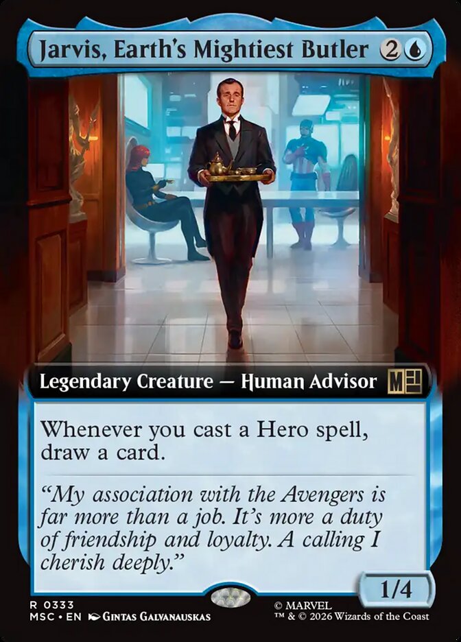 Jarvis Earths Mightiest Butler Extended Art 333 (Commander: Marvel Super Heroes)  - Extended Art | Good Games Cannington