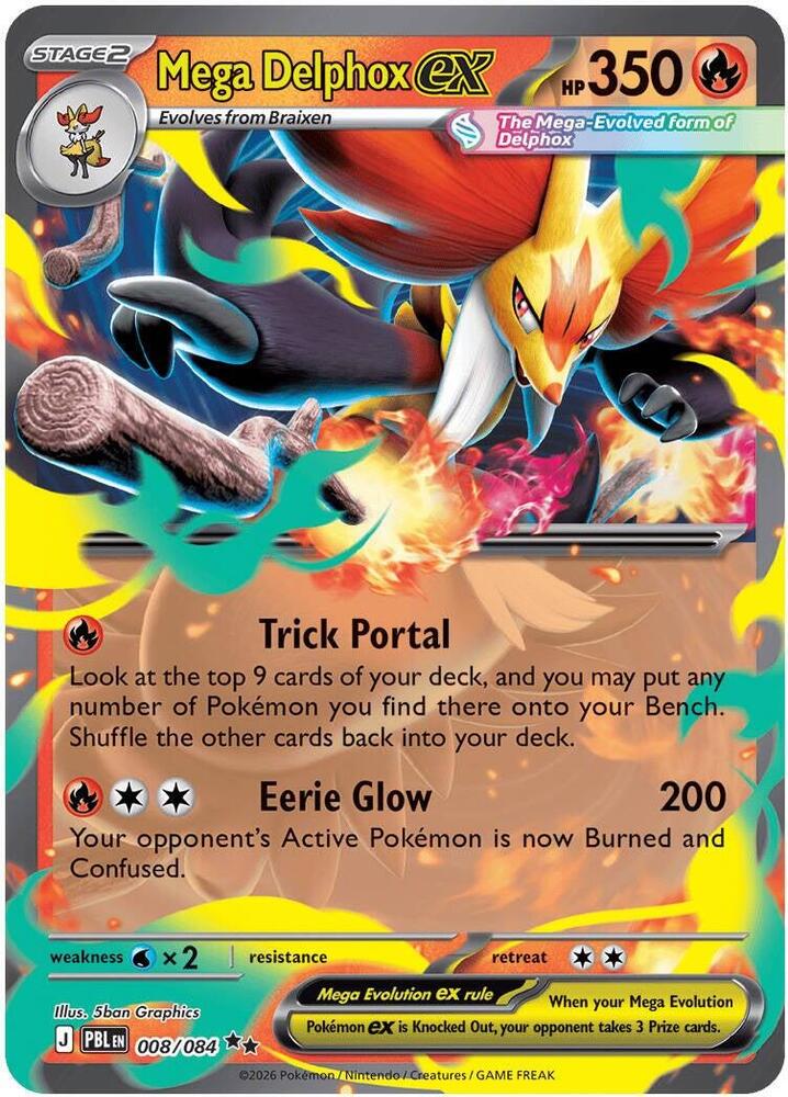 Mega Delphox ex 008/084 (ME05: Pitch Black)  - Holofoil | Good Games Cannington