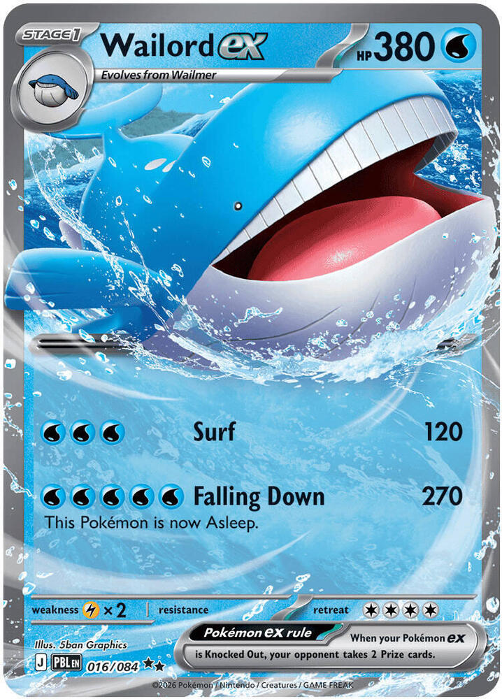 Wailord ex 016/084 (ME05: Pitch Black)  - Holofoil | Good Games Cannington