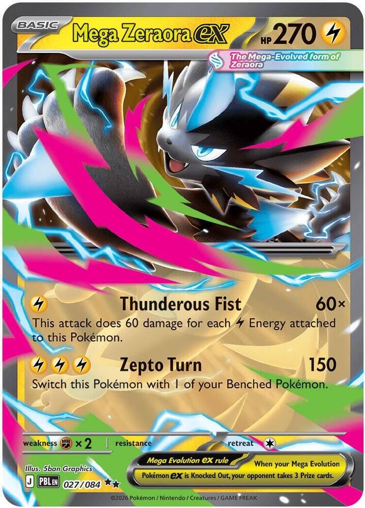 Mega Zeraora ex 027/084 (ME05: Pitch Black)  - Holofoil | Good Games Cannington