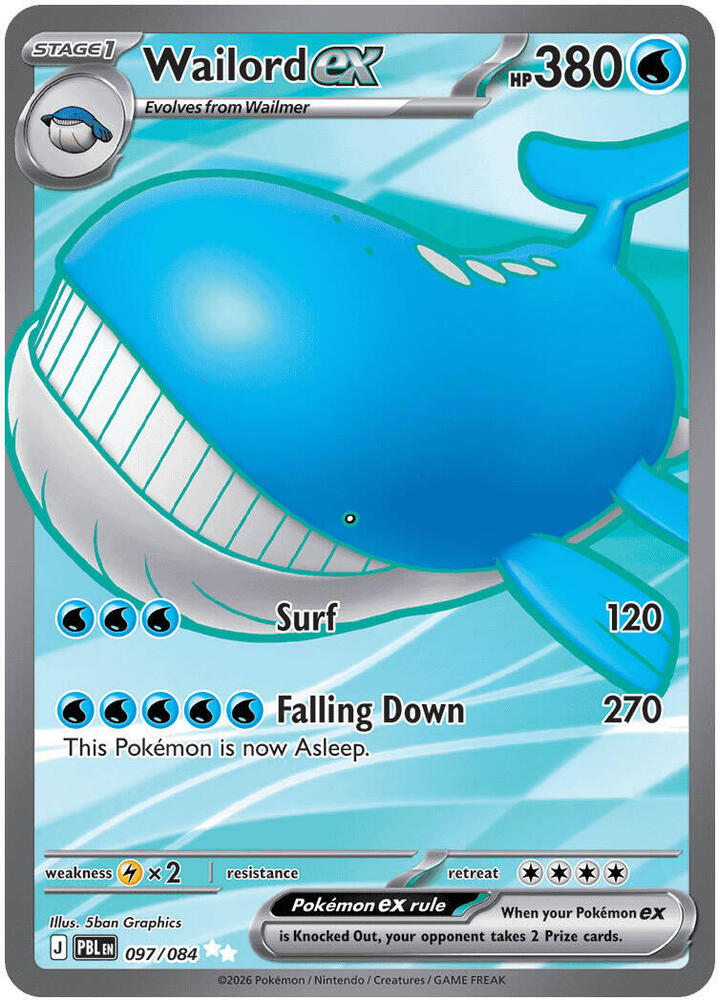 Wailord ex 097/084 (ME05: Pitch Black)  - Holofoil | Good Games Cannington