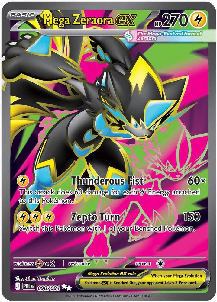 Mega Zeraora ex 098/084 (ME05: Pitch Black)  - Holofoil | Good Games Cannington