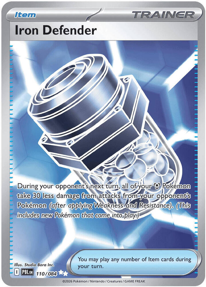 Iron Defender 110/084 (ME05: Pitch Black)  - Holofoil | Good Games Cannington