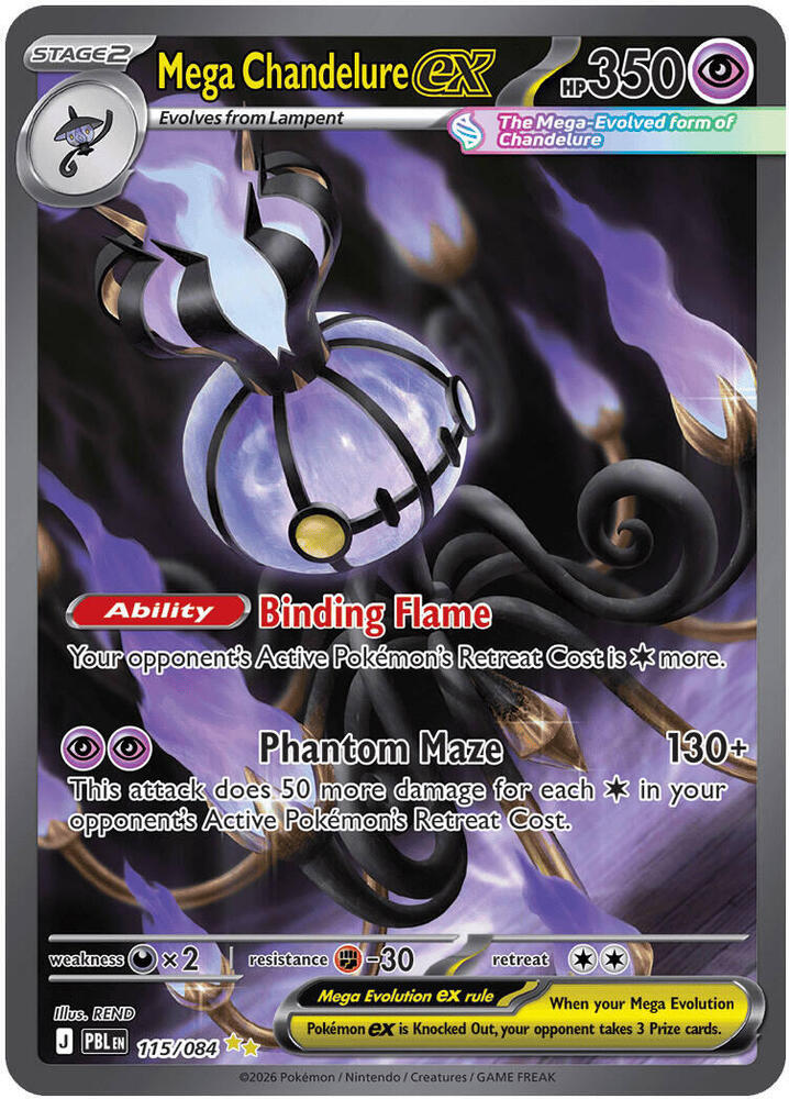 Mega Chandelure ex 115/084 (ME05: Pitch Black)  - Holofoil | Good Games Cannington