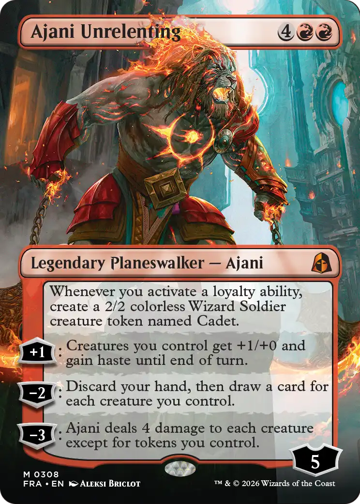 Ajani Unrelenting 308 (Reality Fracture)  - Borderless | Good Games Cannington