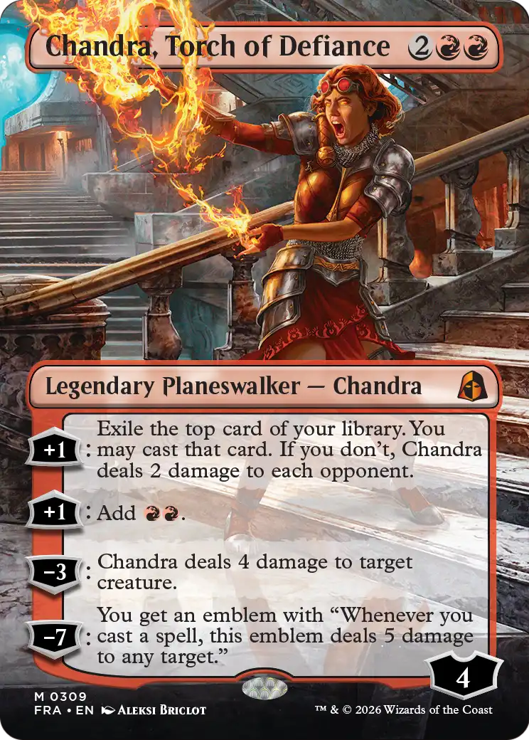 Chandra, Torch of Defiance 309 (Reality Fracture)  - Borderless Foil | Good Games Cannington