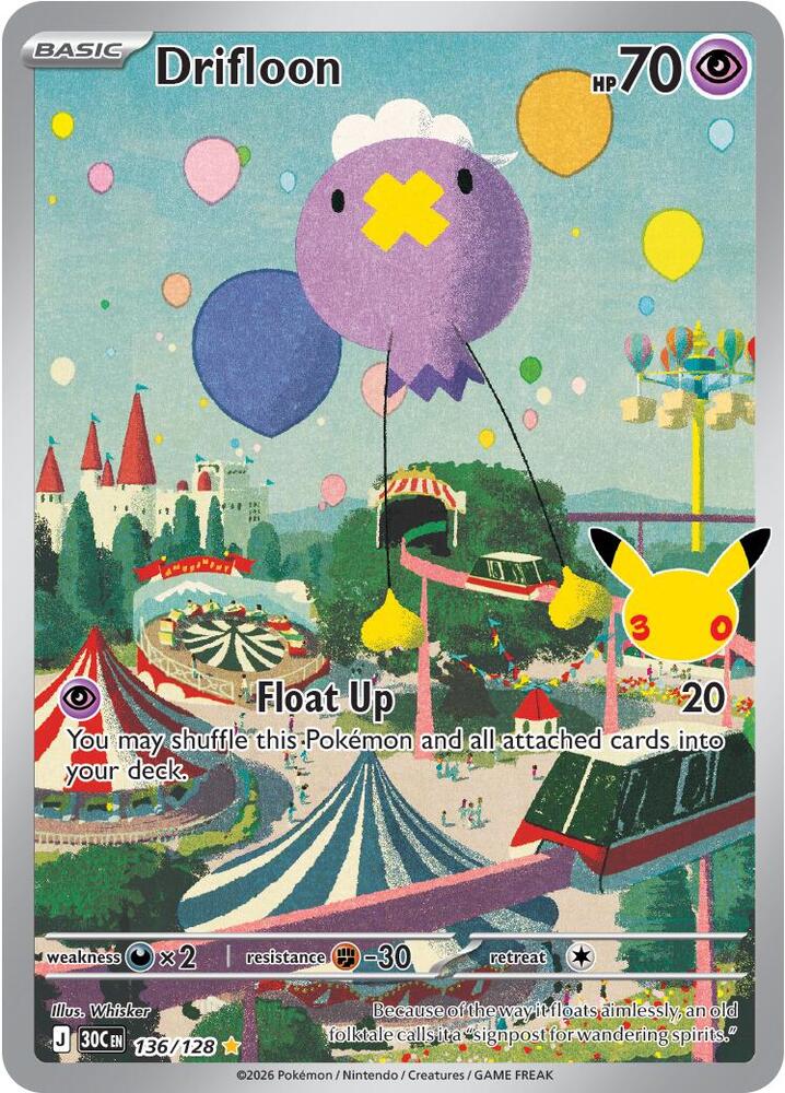 Drifloon 136/128 (ME: 30th Celebration)  - Holofoil | Good Games Cannington