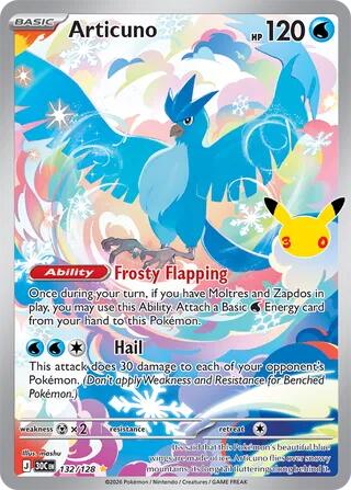 Articuno 132/128 (ME: 30th Celebration)  - Holofoil | Good Games Cannington
