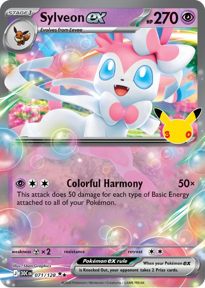 Sylveon ex 071/128 (ME: 30th Celebration)  - Holofoil | Good Games Cannington