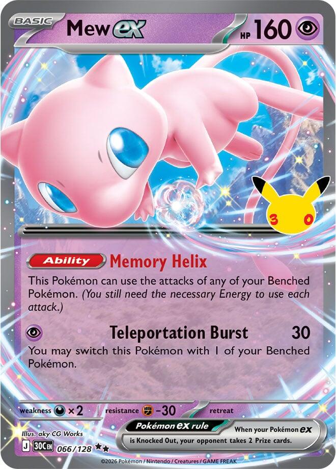 Mew ex 066/128 (ME: 30th Celebration)  - Holofoil | Good Games Cannington