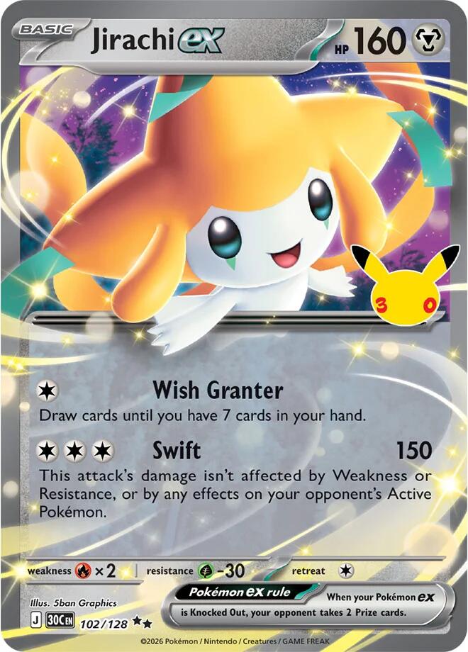 Jirachi ex 102/128 (ME: 30th Celebration)  - Holofoil | Good Games Cannington