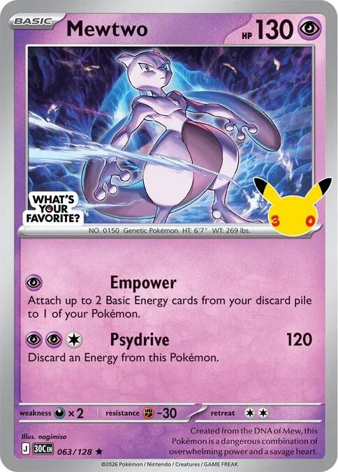 Mewtwo 063 128 Whats Your Favorite Stamp 063/128 (Miscellaneous Cards & Products)  - Holofoil | Good Games Cannington