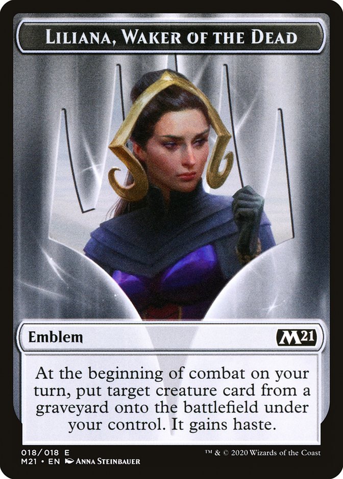 Liliana, Waker of the Dead Emblem [Core Set 2021 Tokens] | Good Games Cannington