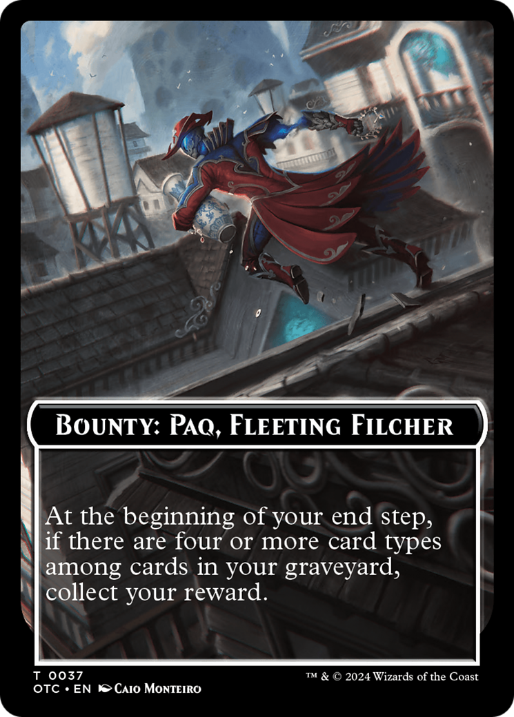 Bounty: Paq, Fleeting Filcher // Bounty Rules Double-Sided Token [Outlaws of Thunder Junction Commander Tokens] | Good Games Cannington