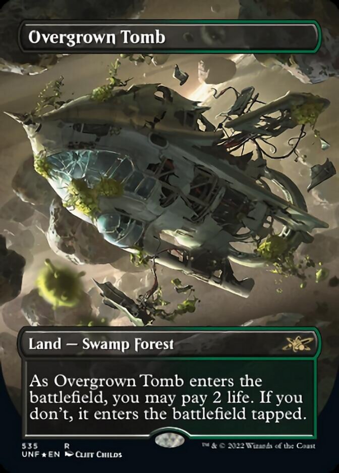 Overgrown Tomb (Borderless) (Galaxy Foil) [Unfinity] | Good Games Cannington