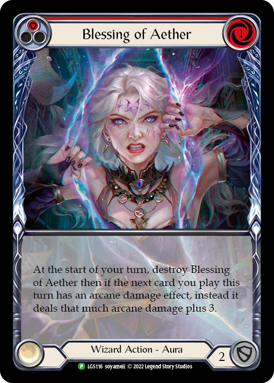 Blessing of Aether (Red) [LGS116] (Promo)  Rainbow Foil | Good Games Cannington