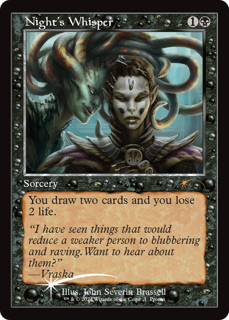 Night's Whisper (Retro Frame) (Open House) [Wizards Play Network 2024] | Good Games Cannington