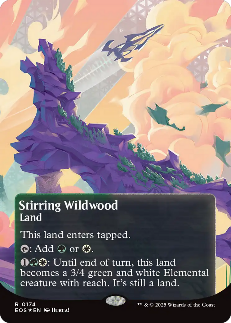 Stirring Wildwood (0174) (Borderless) (Galaxy Foil) [Edge of Eternities: Stellar Sights] | Good Games Cannington