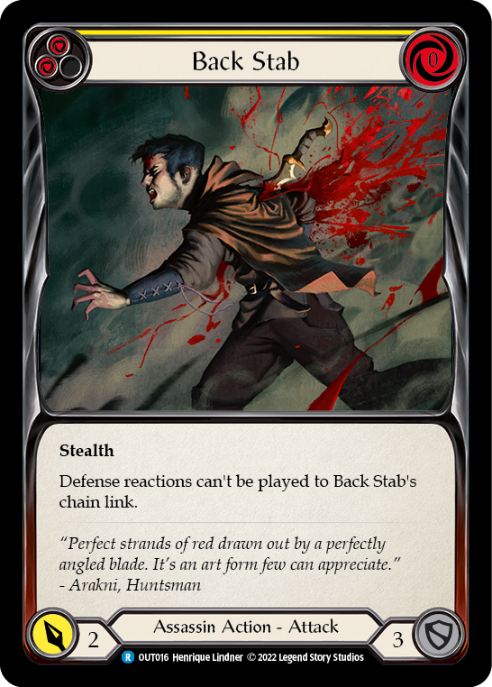 Back Stab (Yellow) [OUT016] (Outsiders)  Rainbow Foil | Good Games Cannington