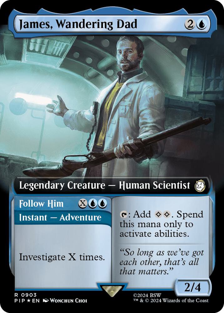 James, Wandering Dad // Follow Him 903 (Universes Beyond: Fallout)  - Extended Art Surge Foil | Good Games Cannington
