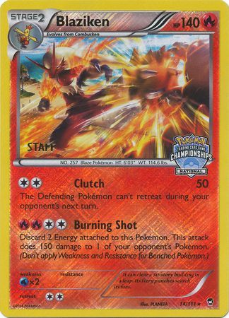 Blaziken (14/111) (Staff National Championship Promo) [XY: Furious Fists] | Good Games Cannington