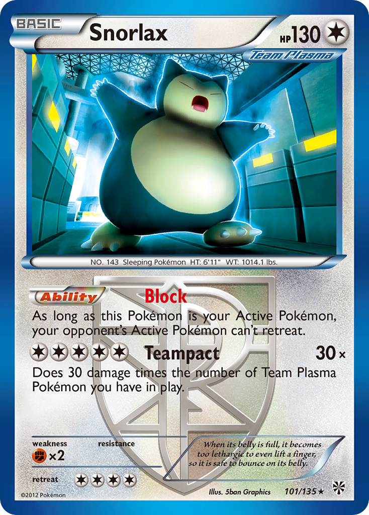 Snorlax (101/135) [Black & White: Plasma Storm] | Good Games Cannington