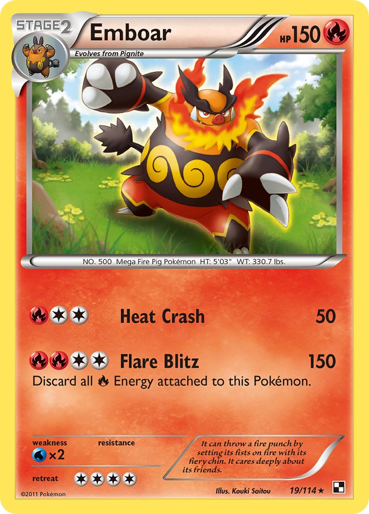 Emboar (19/114) (Cracked Ice Holo) (Theme Deck Exclusive) [Black & White: Base Set] | Good Games Cannington