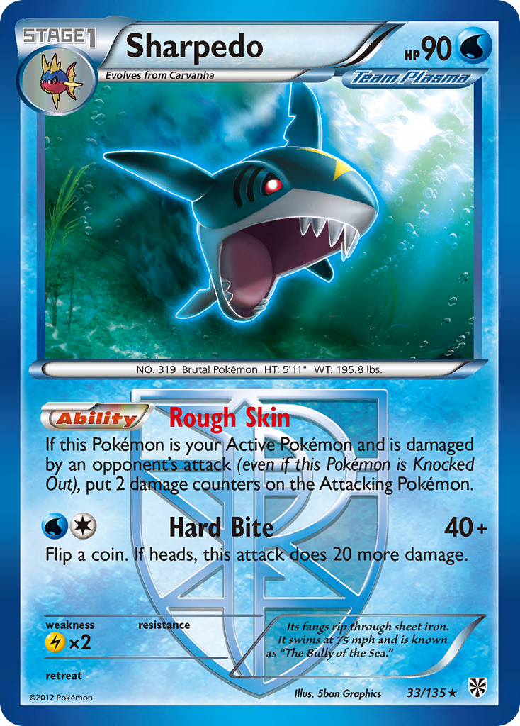 Sharpedo (33/135) [Black & White: Plasma Storm] | Good Games Cannington