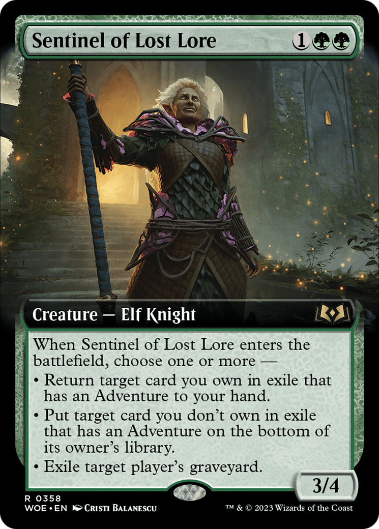 Sentinel of Lost Lore (Extended Art) [Wilds of Eldraine] | Good Games Cannington