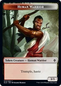 Human Warrior // Food (18) Double-Sided Token [Throne of Eldraine Tokens] | Good Games Cannington