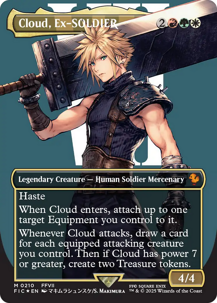 Cloud, Ex-SOLDIER (Borderless) (Surge Foil) [FINAL FANTASY Commander] | Good Games Cannington