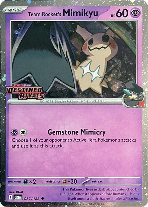 Team Rocket's Mimikyu Prerelease 087/182 (SV10: Destined Rivals)  - Cosmo Holofoil | Good Games Cannington