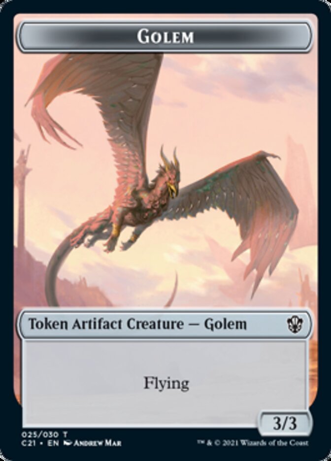 Golem (025) // Thopter Double-Sided Token [Commander 2021 Tokens] | Good Games Cannington