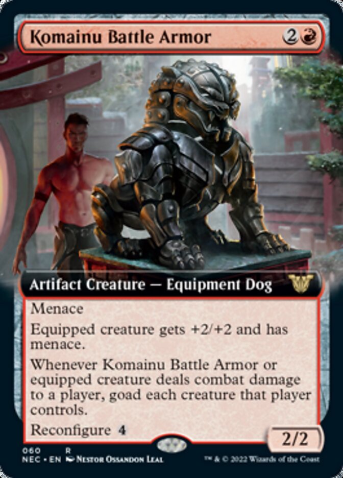 Komainu Battle Armor (Extended Art) [Kamigawa: Neon Dynasty Commander] | Good Games Cannington