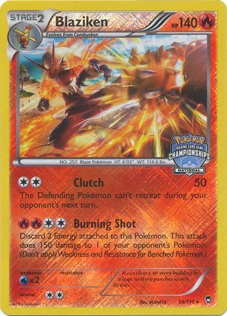 Blaziken (14/111) (National Championship Promo) [XY: Furious Fists] | Good Games Cannington