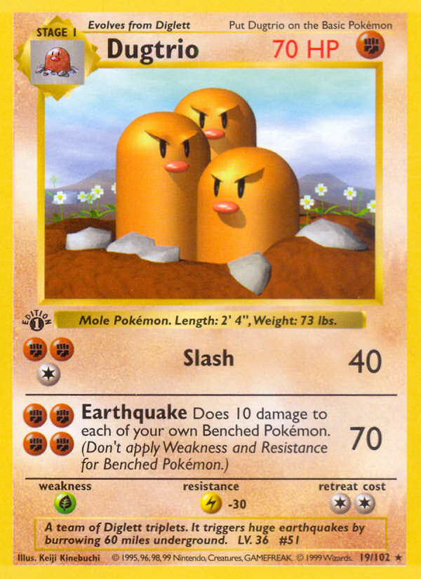 Dugtrio (19/102) (Shadowless) [Base Set 1st Edition] | Good Games Cannington