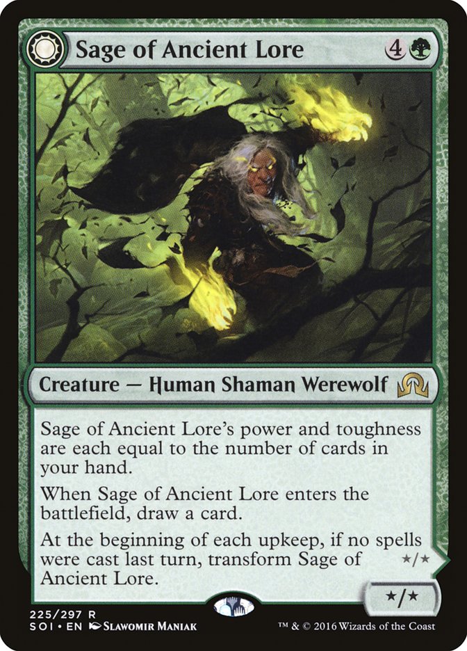 Sage of Ancient Lore // Werewolf of Ancient Hunger 225 (Shadows over Innistrad)  | Good Games Cannington